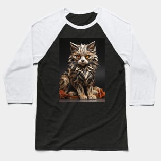 Fold Art Style Cat Baseball T-Shirt